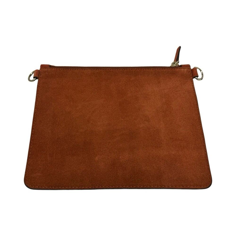 Theory Minimalist Transformer Liden Leather Pouch Clutch Bag Cognac Burnt Orange